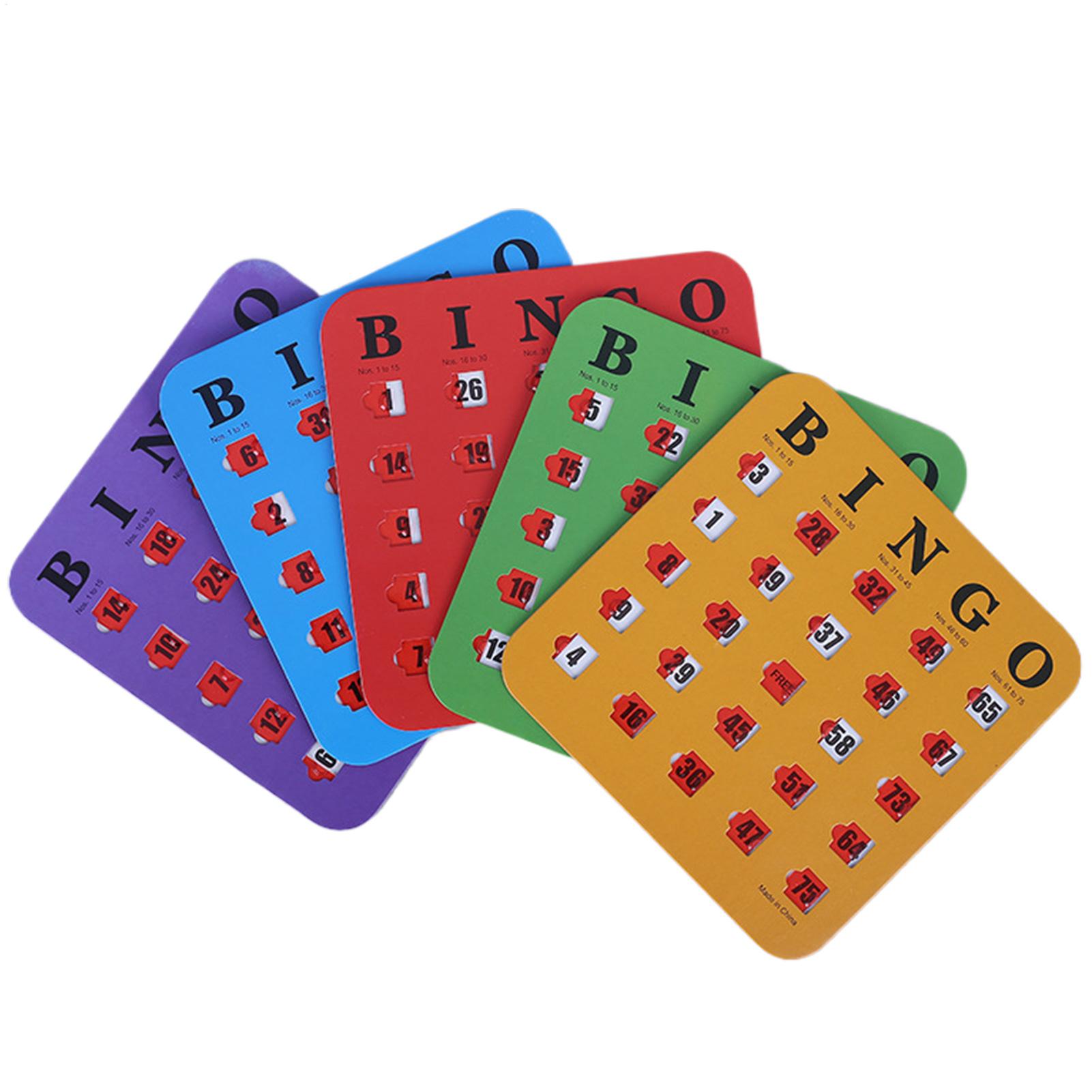Party Games Cards - 5 Stück Schiebe-Bingo-Spielkarten mit Blindenfeldern und