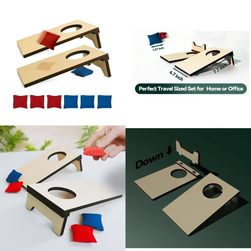 Cornhole Board Set - Tragbares Mini-Tischspiel Cornhole aus Holz mit